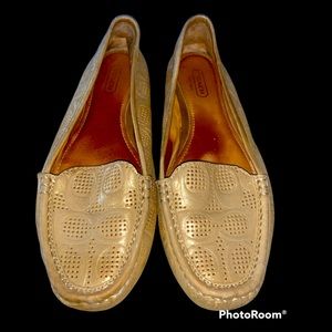 Coach loafers metallic gold